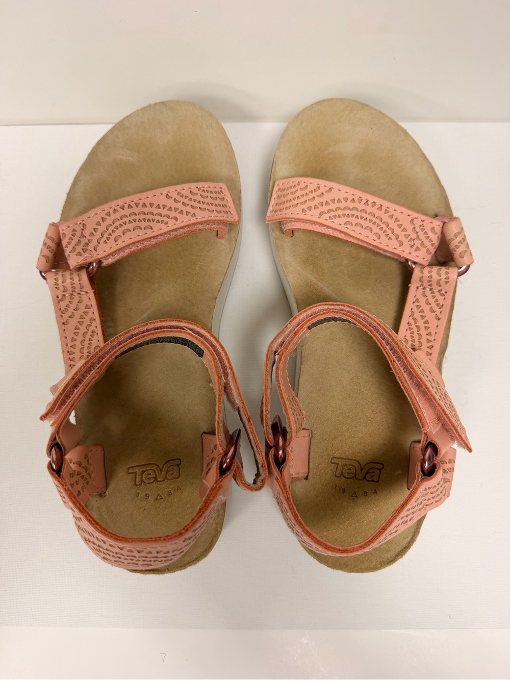 Teva Coral Pink Patterned Strap Sandals